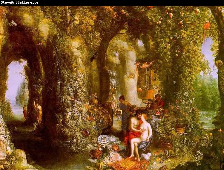 Jan Brueghel A Fantastic cave with Odysseus and Calypso